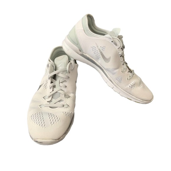 Nike Women's Sz 8.5 Free 5.0 TR Fit 5 White/Silver Sneakers